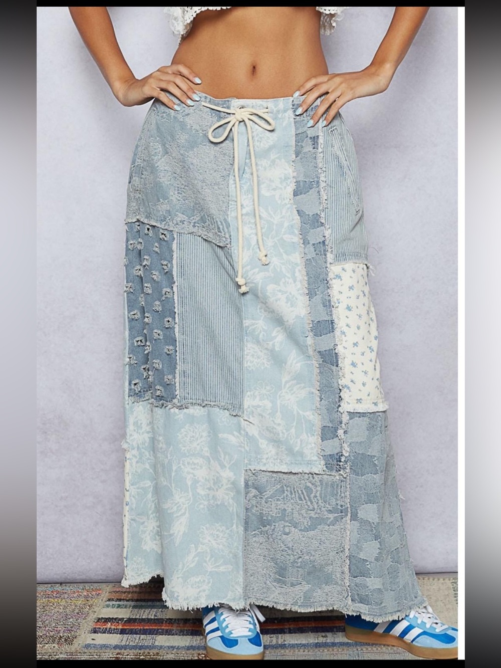 POL Maxed Out Corded Waist Patchwork Denim Skirt - Picture 13 of 16